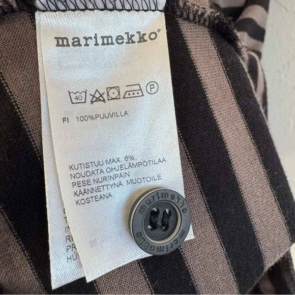 Marimekko Kaste A-Line Dress Cotton Stripes Pockets * FLAWS * - Picture 15 of 16